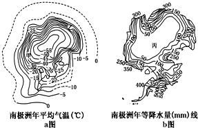 如图是南极洲年平均气温图和年等降水量图.读