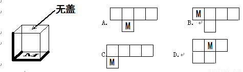 如图,有一个无盖的正方体纸盒,下底面标有字母"m",沿图中粗线将其剪