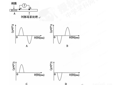 图中膜外的ab两点间的电位差(即电势差)u ab随时间的曲线图正确的是