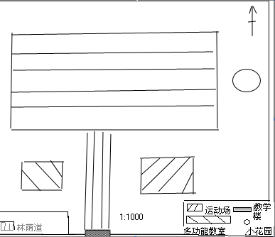 根据地理事物的方位,设计图例,再根据比例尺,绘出学校平面图