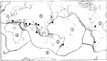 读世界板块图,回答下列问题