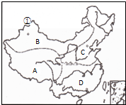 读我国四大地理区域示意图,完成21-24题.