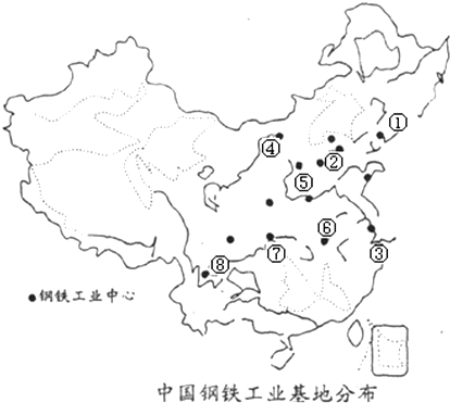 阅读要的钢铁工业分布图,回答问题.