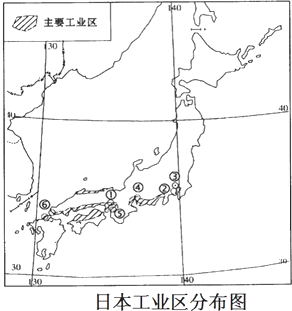 读日本工业区分布示意图,如图,回答9～11题.