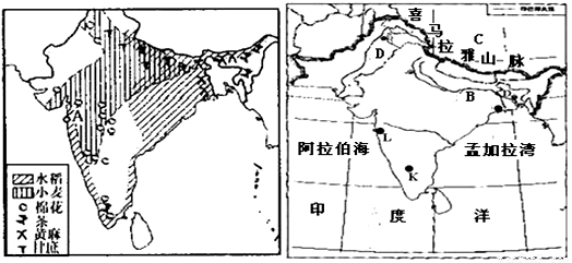 "读 "印度农作物分布图"和"印度略图",."习题详情