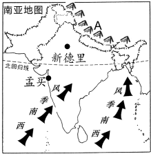 读南亚地图,完成19-21题.