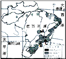 巴西人口_读巴西人口分布图.回答问题. 1 巴西东临 洋.领土大部分位于 带. 2 图