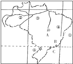 读巴西简图,回答下列问题:(1)河流A的名称是_,