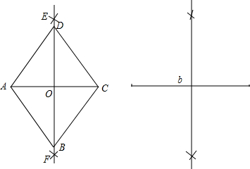 如图,已知:线段a,b,求作:菱形abcd,使得ac=a,bd=b.