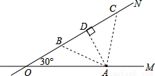 如图,om,on为相交成30度角的两条公路,在om上距o点160