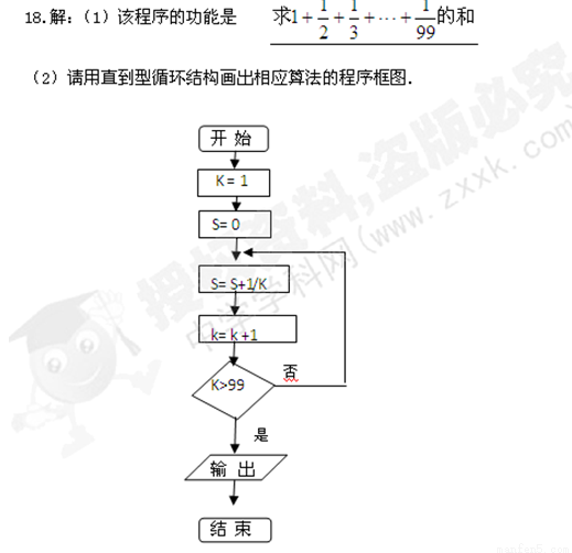 (1)该程序的功能是; (2)请用直到型循环结构画出相应算法的程序框图.