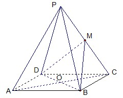 如图,正四棱锥p-abcd中,pa=2,ab=1,m是侧棱pc的中点,o