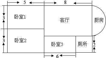 (2)请你选一间喜欢的卧室进行简单的装修,铺上边长是50厘米的正方形