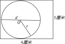 宽3厘米的长方形内画一个最大的圆,并用字母标出圆心,半径,直径