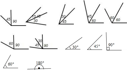 用一副三角板你能画出那些度数的角试试看.