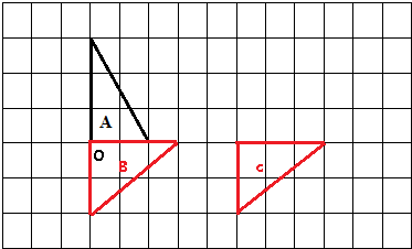 ①将图形a绕o点顺时针旋转90°,得到图形b.