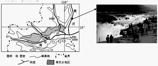 黄河壶口瀑布位于黄土高原深处的两省交界处.