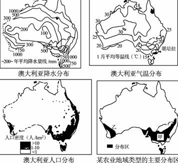 在澳大利亚该农业地域类型的形成过程中,哪些区位因素起着重要作用?