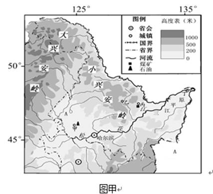 材料一:黑龙江省地理位置示意图