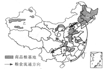 下图为我国目前部分优势商品粮基地分布和粮食流通方向示意图.