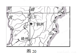 读图20"千烟洲位置图"和图21"千烟洲立体农业示意图"及相关资料,回答