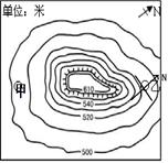 读岱崮地貌的等高线地形图,回答13-15题