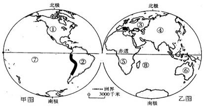 【小题1】图中①示意为甲,乙两大洲的界线,在该界线上的界河是____a.