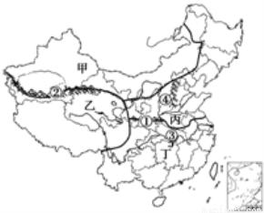 读我国四大地理区域分布示意图,完成问题。(